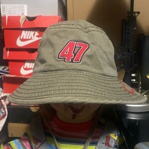 NASCAR Olive Green Bucket Hat with Red 47 Logo